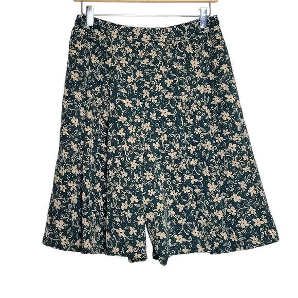 Vintage 90's Women's 30 High Rise Pleated Bermuda Shorts Culottes Dainty Floral - Picture 1 of 7